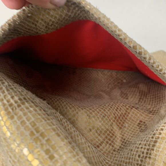 Dooney & Bourke Belvedere gold snakeskin textured leather Logo Lock hobo bag - Picture 13 of 14